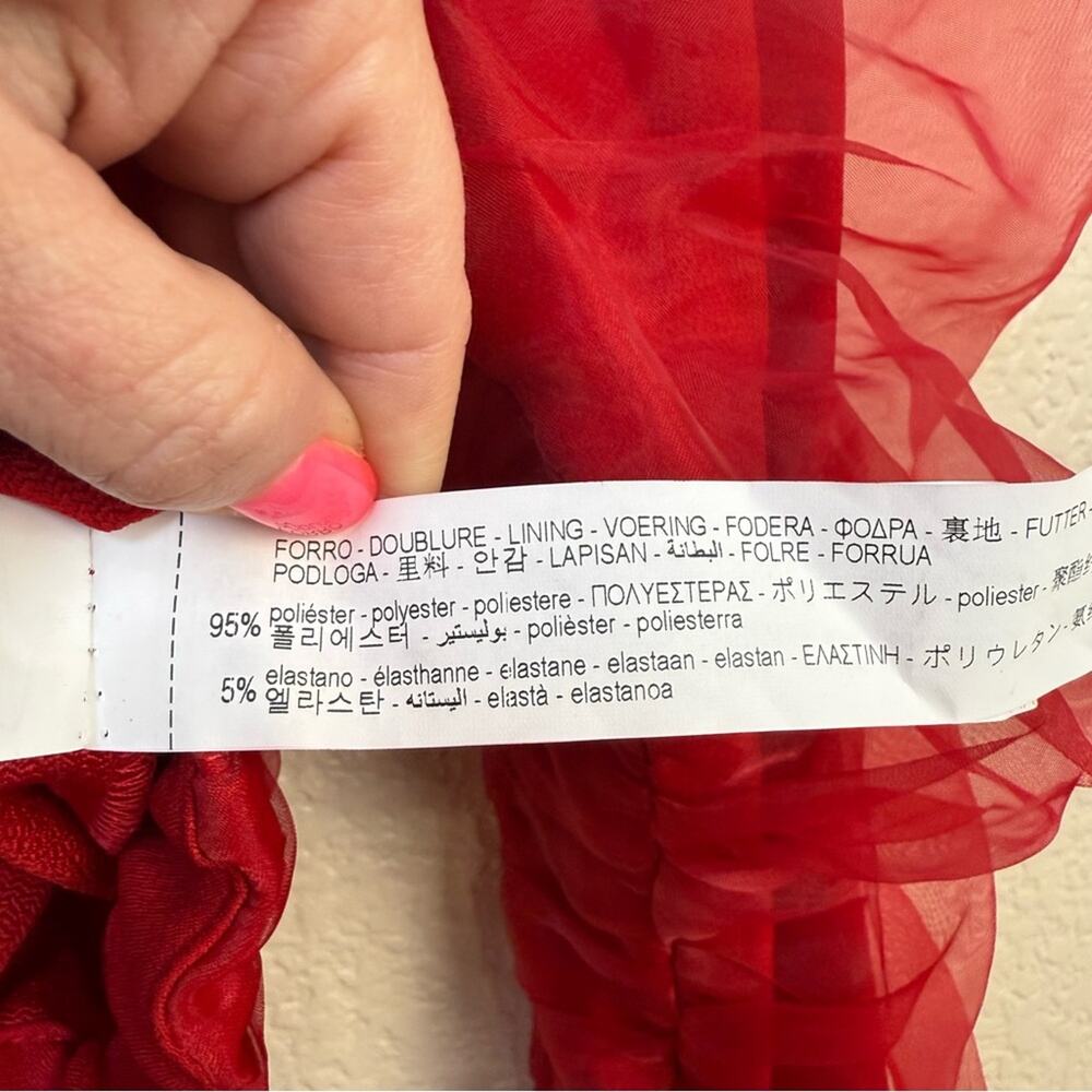 Zara • Red Ruched Bomber Jacket - Picture 9 of 15